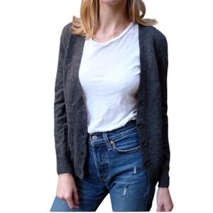 UNIQLO Charcoal Grey Long Sleeve V Neck Button Up Knit Cardigan Sweater - Small